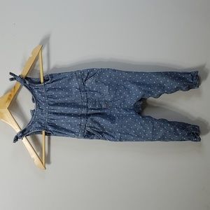 Old Navy Polka Dot Denim Toddler Overalls | 18-24 Months